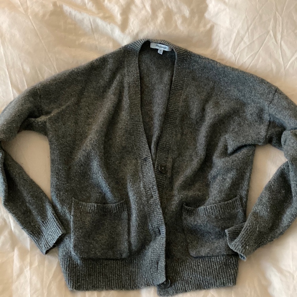 Madewell grey cardigan 27% wool